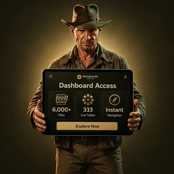 Character holding tablet displaying Dashboard and Lobby Access After Login interface