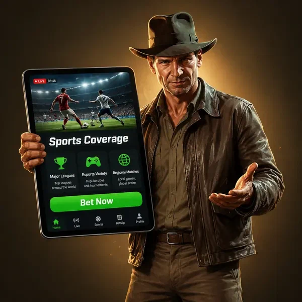 Trailblazer presenting sports betting tablet at Sports Coverage and Betting Markets portal