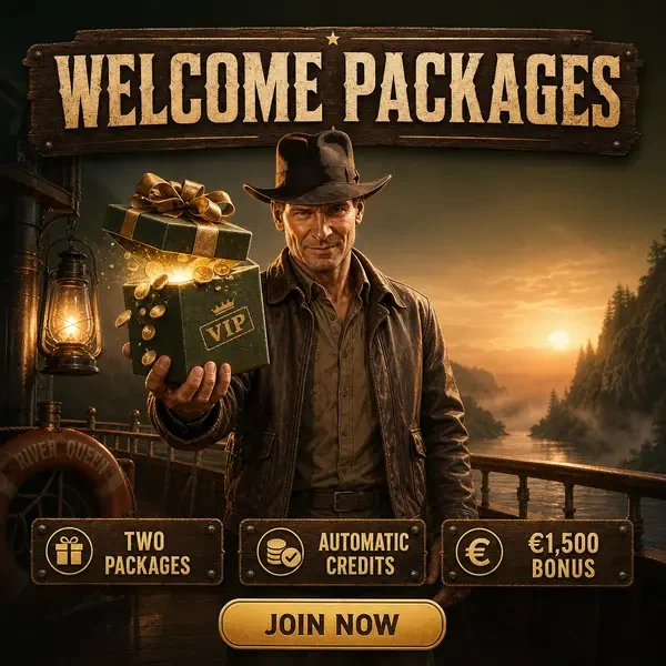 Player joining [Brand] affiliate program with welcome package on steamer deck