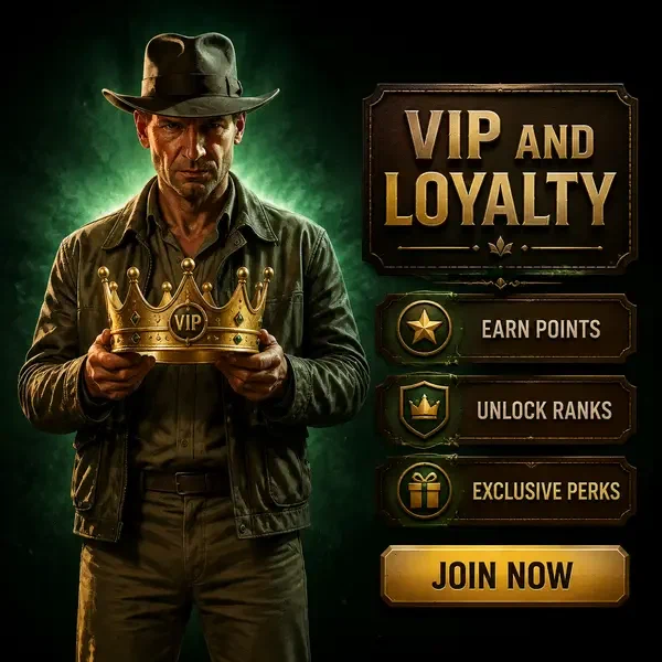 The Trailblazer holds a golden crown at Jackpotraider VIP loyalty program entrance